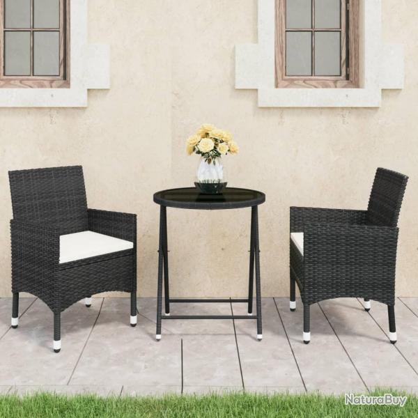 bistro de jardin 3 pcs poly rotin et verre tremp alsavelo