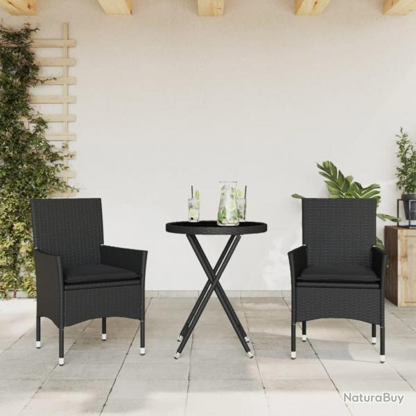 bistro avec coussins 3pcs noir rsine tresse verre alsavelo