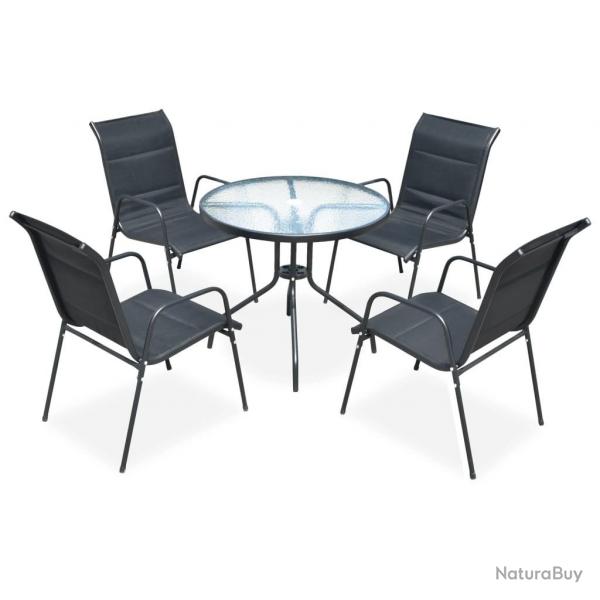 Mobilier de salle  manger d'extrieur 5 pcs Acier Noir alsavelo