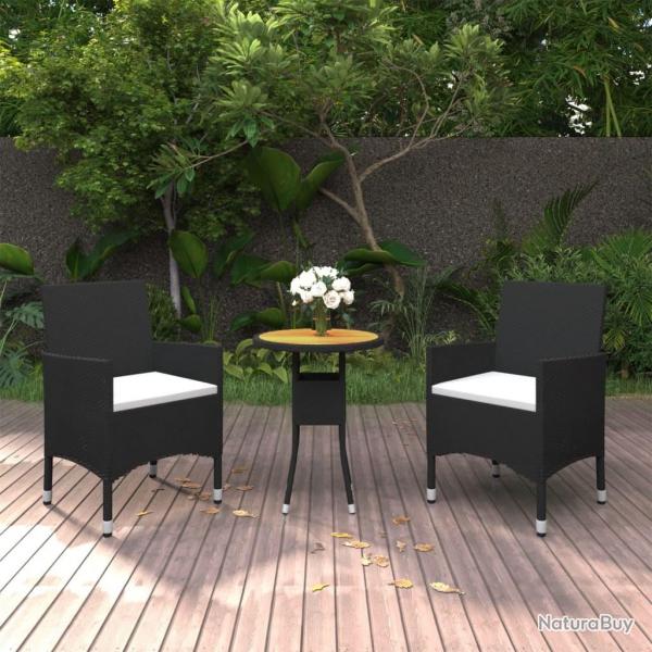 Ensemble  manger de jardin 3 pcs Rsine tresse Noir alsavelo