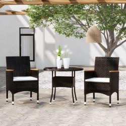 Ensemble à manger de jardin 3 pcs Résine tressée Noir alsavelo