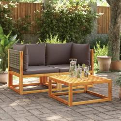 Canapés d'angle de jardin et coussins 2pcs bois massif d'acacia alsavelo