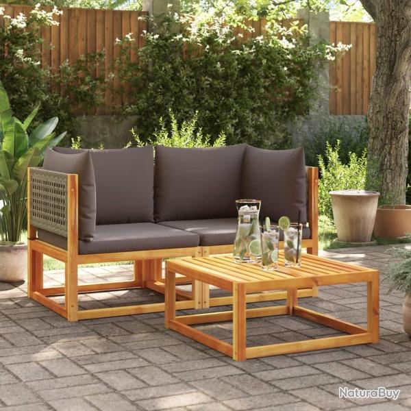 Canaps d'angle de jardin et coussins 2pcs bois massif d'acacia alsavelo
