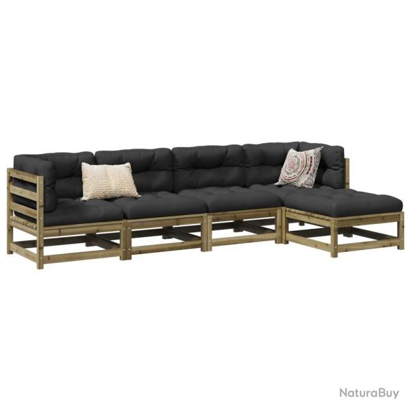Salon de jardin 5 pcs bois de pin imprgn alsavelo