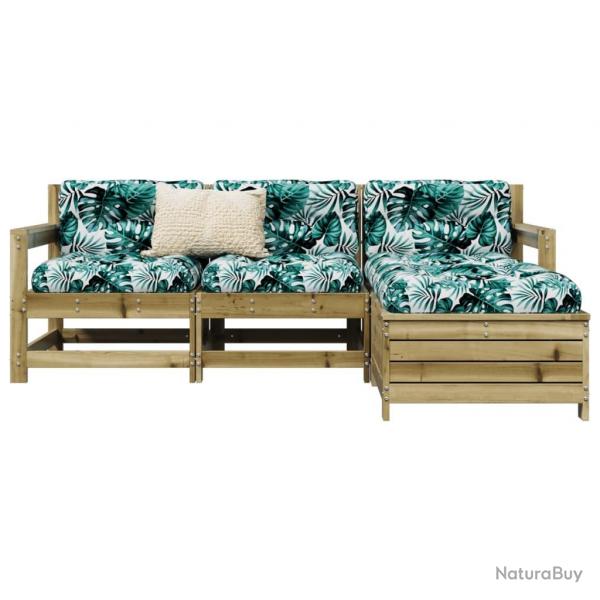 Salon de jardin 4 pcs bois de pin imprgn alsavelo