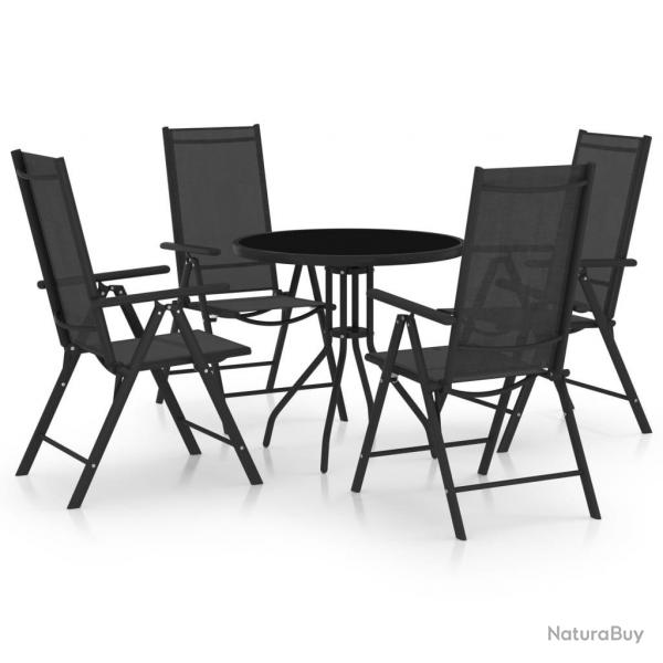 Ensemble  manger de jardin 5 pcs aluminium et textilne noir alsavelo