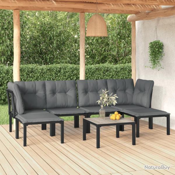 Salon de jardin 7 pcs noir et gris rsine tresse alsavelo