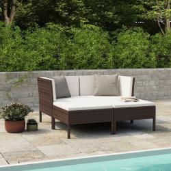 Salon de jardin 4 pcs avec coussins Résine tressée Marron alsavelo