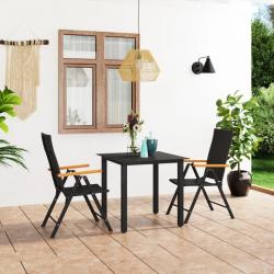 Ensemble à manger de jardin 3 pcs noir et marron alsavelo