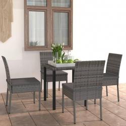 Ensemble à manger de jardin 5 pcs Résine tressée Gris alsavelo