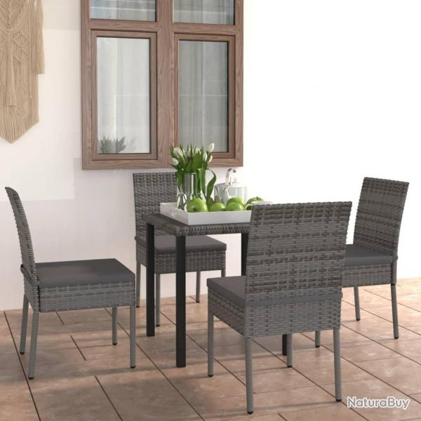 Ensemble  manger de jardin 5 pcs Rsine tresse Gris alsavelo