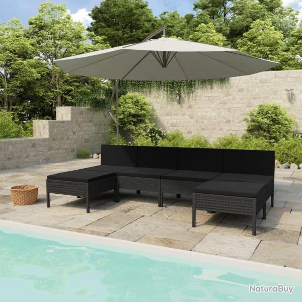 Salon de jardin 6 pcs avec coussins rsine tresse noir alsavelo
