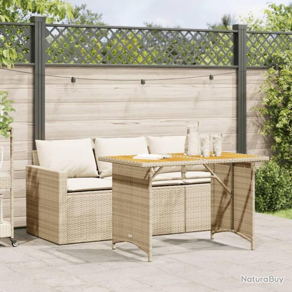 Ensemble  manger de jardin et coussins 2 pcs beige poly rotin alsavelo