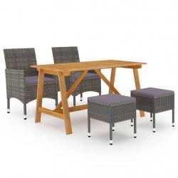 Ensemble à manger de jardin 5 pcs Gris alsavelo