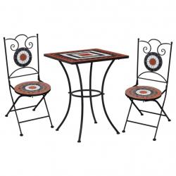 bistro mosaïque 3 pcs Carreaux Terre cuite et blanc alsavelo