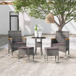 Salon de jardin 5 pcs Résine tressée Gris alsavelo