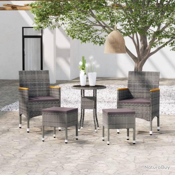 Salon de jardin 5 pcs Rsine tresse Gris alsavelo