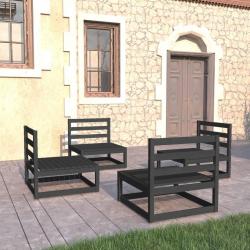 Salon de jardin 4 pcs noir bois de pin massif alsavelo