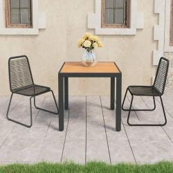 Ensemble à manger de jardin 3pcs PVC résine tressée noir marron alsavelo