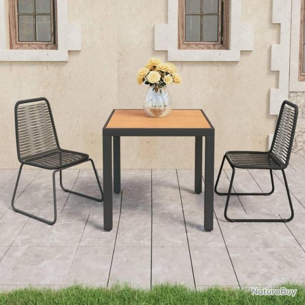 Ensemble  manger de jardin 3pcs PVC rsine tresse noir marron alsavelo