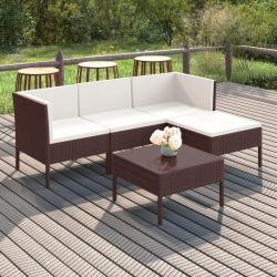 Salon de jardin 5 pcs avec coussins résine tressée marron alsavelo