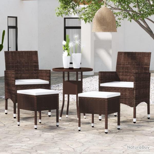 Salon de jardin 5 pcs Rsine tresse Marron alsavelo