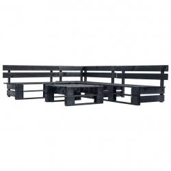 Canapés de jardin palette 4 pcs noir bois alsavelo