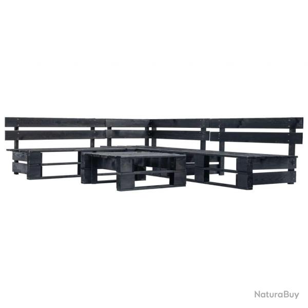 Canaps de jardin palette 4 pcs noir bois alsavelo