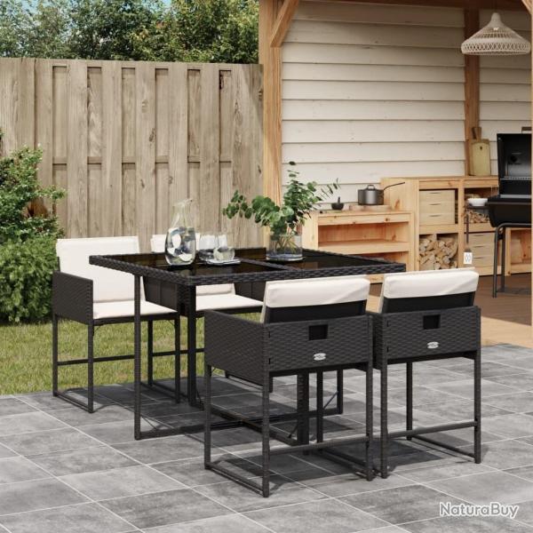 Ensemble  manger de jardin coussins 5pcs Noir Rsine tresse alsavelo
