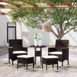 Salon de jardin 5 pcs Résine tressée Noir alsavelo