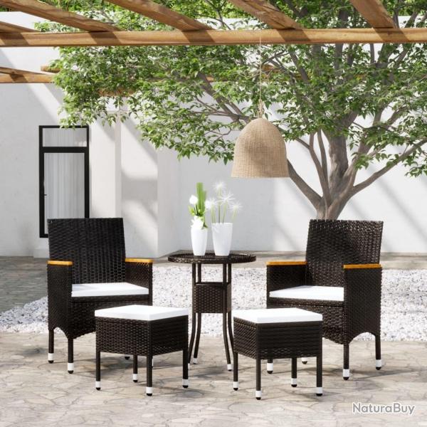 Salon de jardin 5 pcs Rsine tresse Noir alsavelo