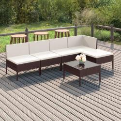 Salon de jardin 6 pcs avec coussins Résine tressée Marron alsavelo