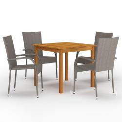 Ensemble à manger de jardin 5 pcs Gris alsavelo