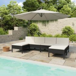 Salon de jardin 6 pcs avec coussins résine tressée noir alsavelo