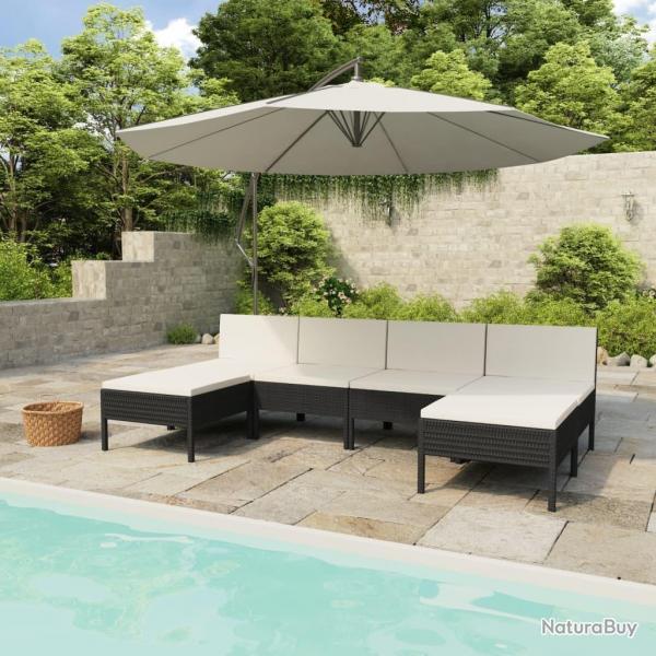 Salon de jardin 6 pcs avec coussins rsine tresse noir alsavelo