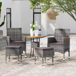 Salon de jardin 5 pcs Résine tressée Gris alsavelo