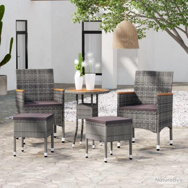 Salon de jardin 5 pcs Rsine tresse Gris alsavelo
