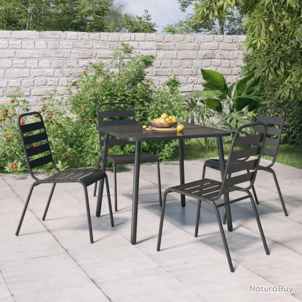 Ensemble  manger de jardin 5 pcs anthracite acier alsavelo