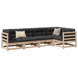 Salon de jardin 5 pcs bois de pin massif alsavelo