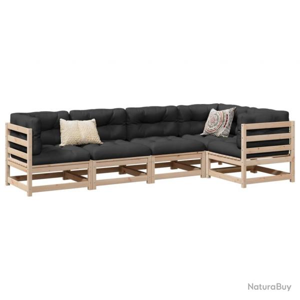 Salon de jardin 5 pcs bois de pin massif alsavelo
