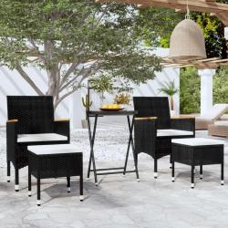 bistro de jardin 5 pcs poly rotin et verre trempé alsavelo