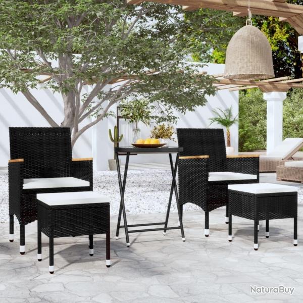 bistro de jardin 5 pcs poly rotin et verre tremp alsavelo