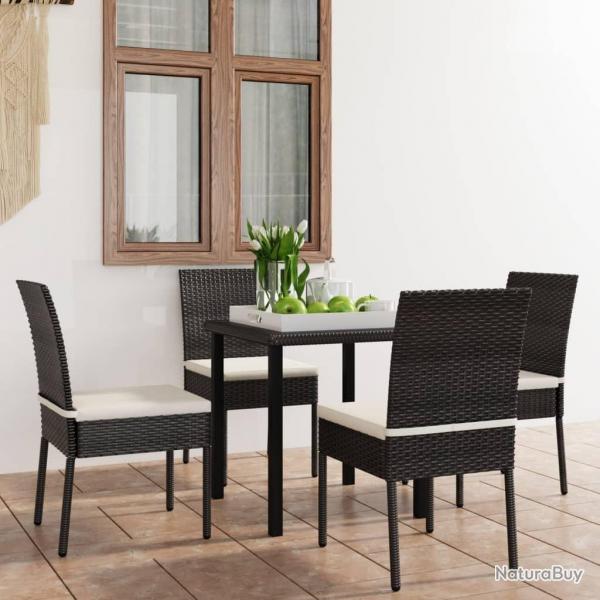 Ensemble  manger de jardin 5 pcs Rsine tresse Noir alsavelo
