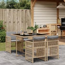 Ensemble à manger de jardin coussins 5 pcs mélange beige rotin alsavelo