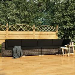 Salon de jardin 4 pcs avec coussins résine tressée gris alsavelo