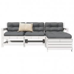 Salon de jardin 4 pcs blanc bois de pin massif alsavelo