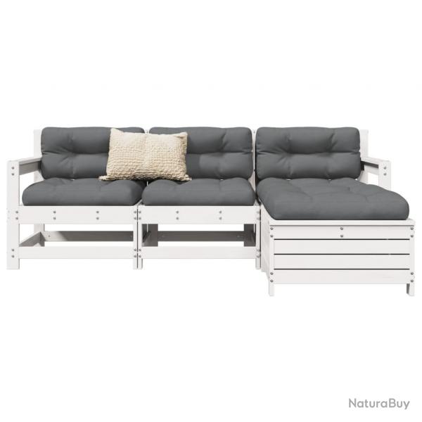 Salon de jardin 4 pcs blanc bois de pin massif alsavelo