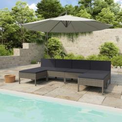 Salon de jardin 6 pcs avec coussins résine tressée gris alsavelo