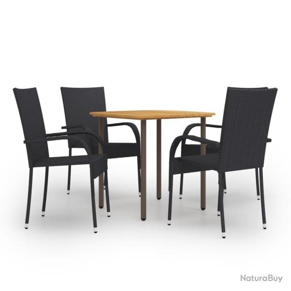Ensemble  manger de jardin 5 pcs Rsine tresse Noir alsavelo