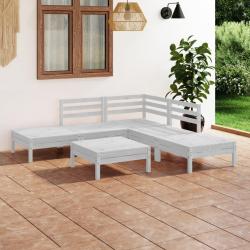 Salon de jardin 6 pcs Bois de pin massif Blanc alsavelo